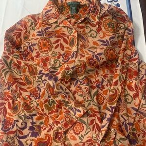 Ralph Lauren Vibrant Floral Blouse - Red, Orange, Purple